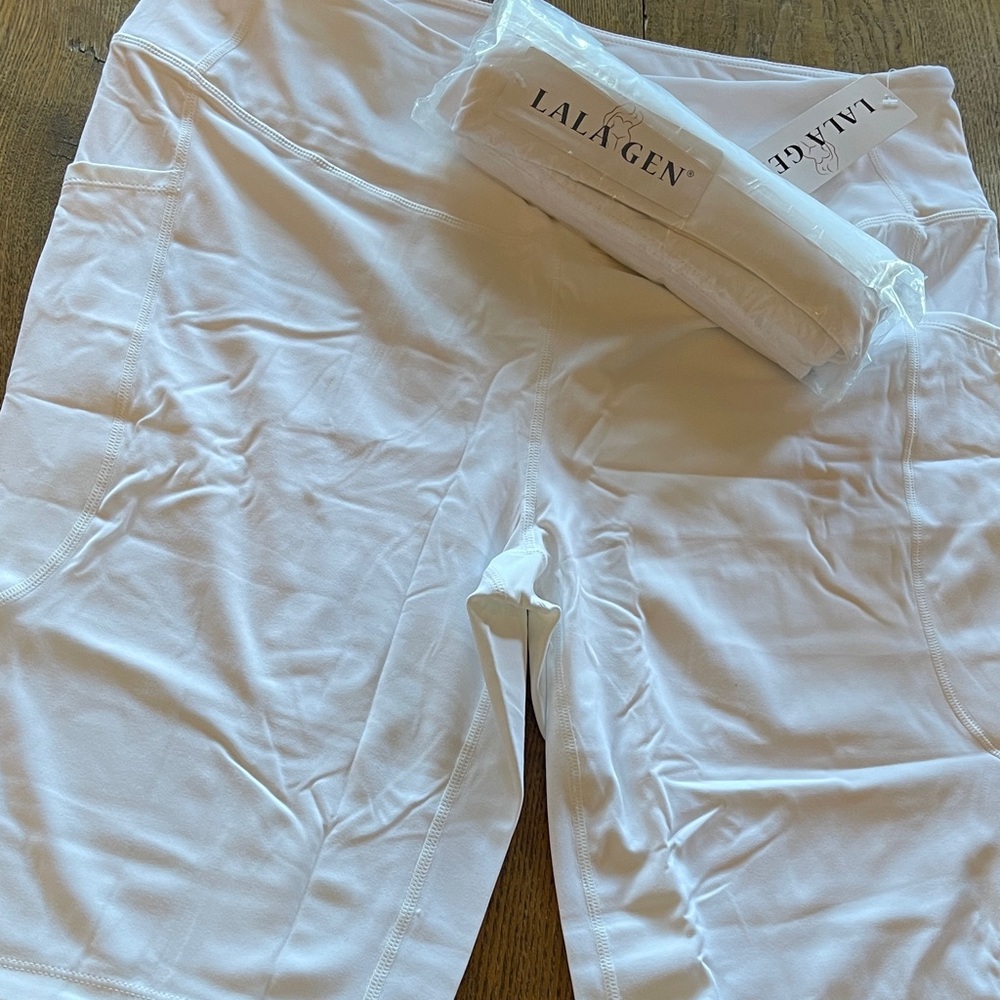2 Pair Lalagen Women's 4XL White Bike Shorts with Pockets